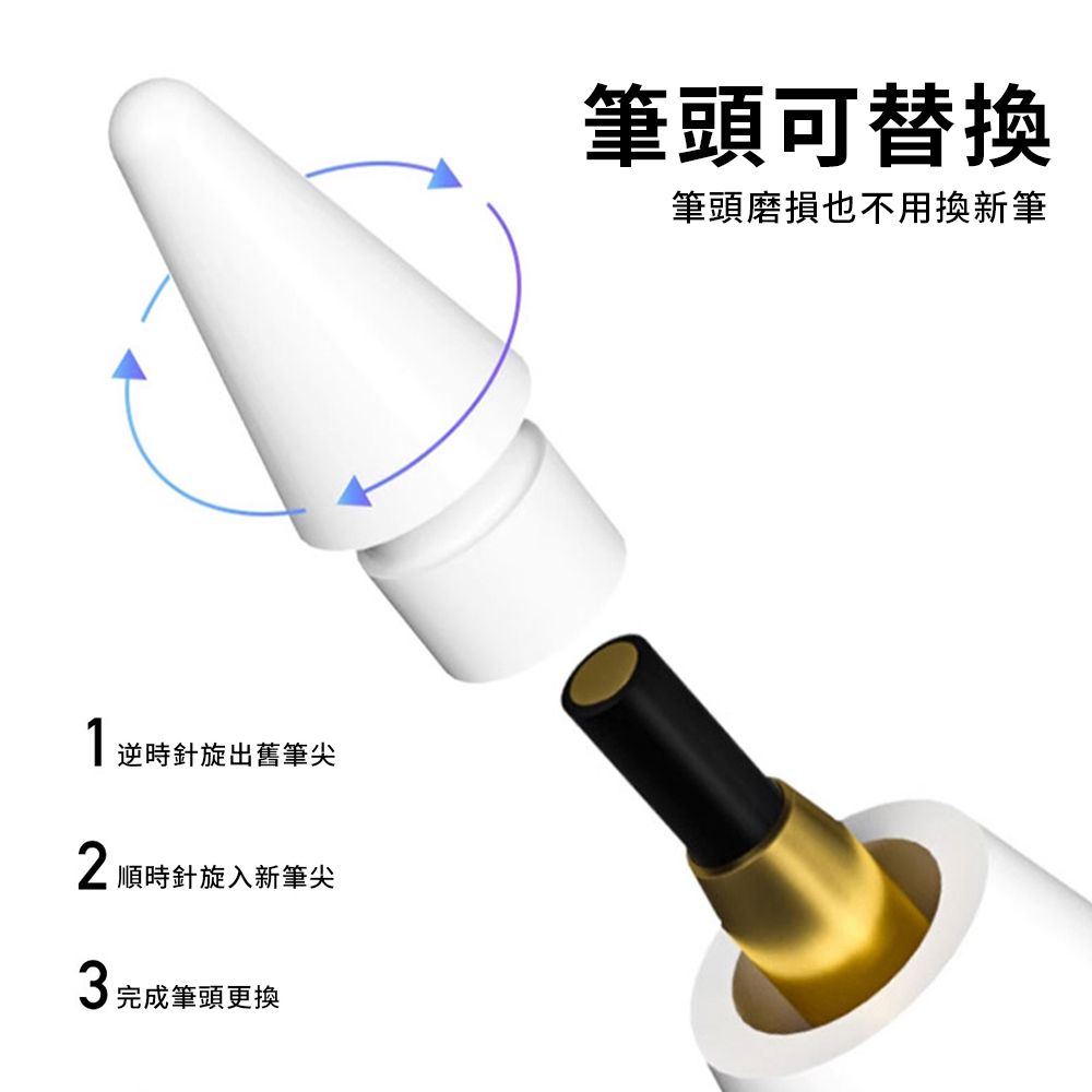 BORUI iPad專用觸控筆 主動式電容筆 防掌觸手寫筆 磁力吸附 藍牙實時電顯 (BP17-AP)