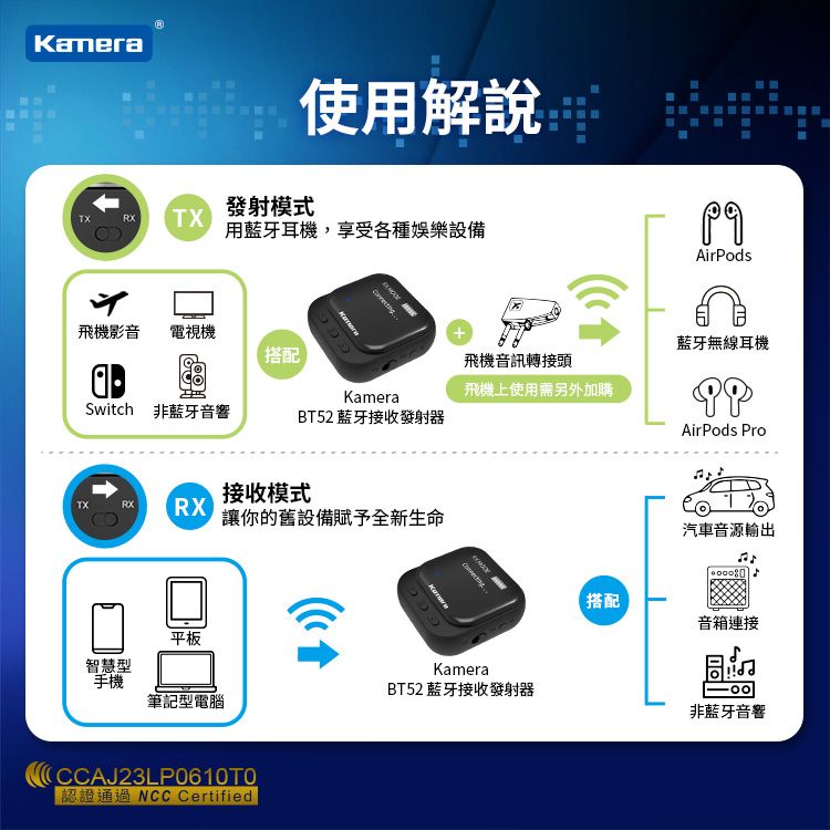 Kamera 佳美能  藍牙接收發射器 BT52