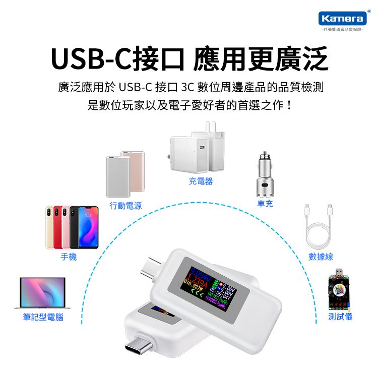 Kamera 佳美能  USB-C液晶數位顯示 USB電壓 電流 功率 測試器 VA-3050C