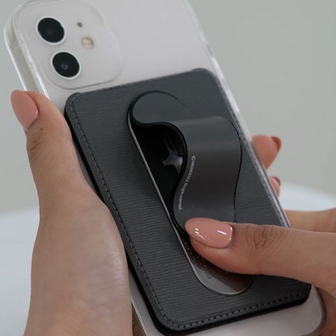 韓國 momostick All In One 手機架/銀河黑 (MagSafe 無線充電 磁吸充電 手機支架 卡片夾 手機扣環)