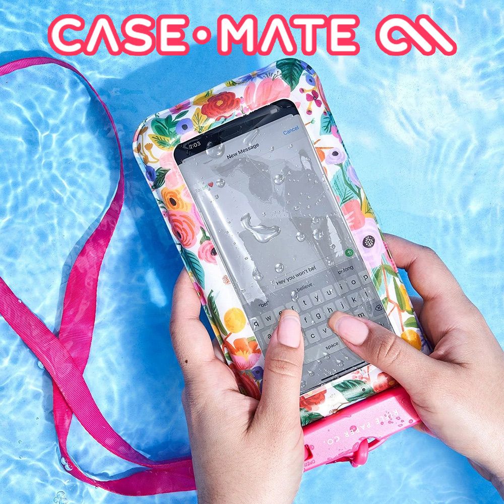 Case-Mate 美國 Rifle Paper 限定款時尚防水漂浮手機袋 - 花園派對粉