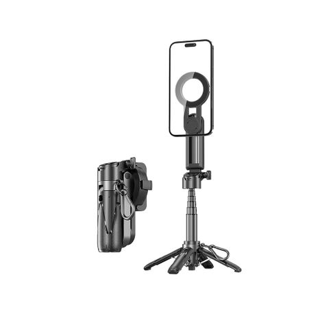 HADER 磁吸式輔拍手柄藍牙自拍棒 360°旋轉旅行直播拍攝三腳架 迷你單反拍照自拍桿