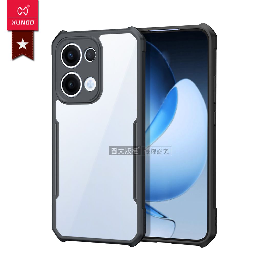 XUNDD 訊迪 軍事防摔 OPPO Reno13 鏡頭全包覆 清透保護殼 手機殼(夜幕黑)
