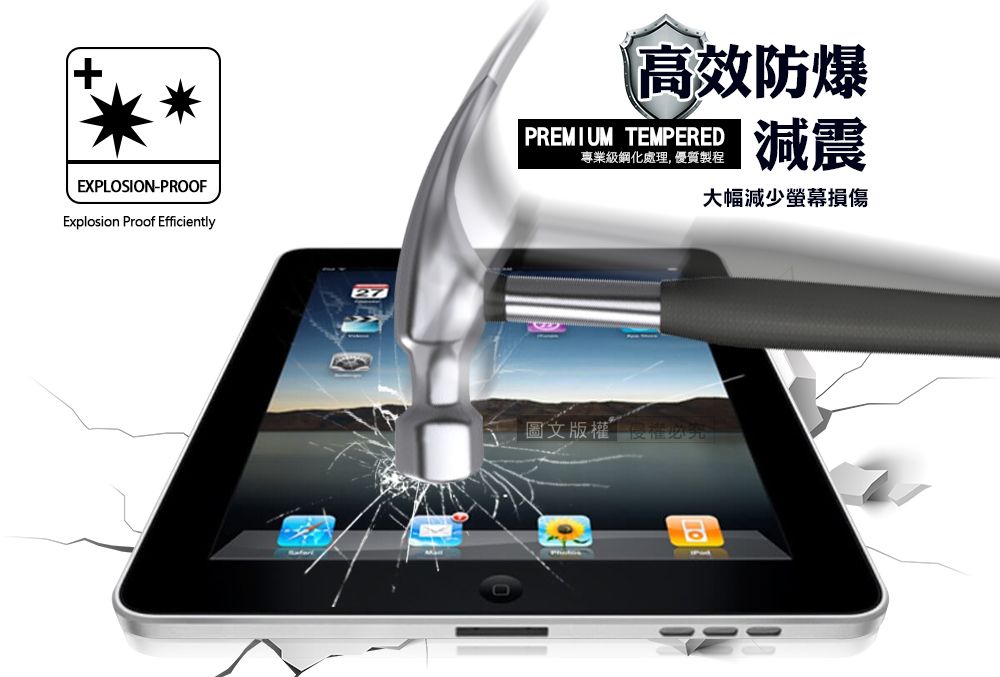 EXPLOSION-PROOFExplosion Proof Efficiently27高效防爆PREMIUM TEMPERED專業級鋼化處理, 優質製程減震大幅減少螢幕損傷圖文版權