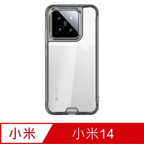 hoda 好貼 Xiaomi 14 晶石鋼化玻璃軍規防摔保護殼 - 透黑