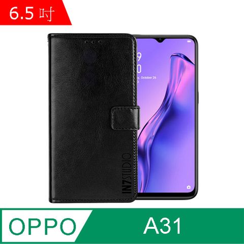 PU IN7 瘋馬紋 OPPO A31 (6.5吋) 錢包式 磁扣側掀皮套 吊飾孔 手機皮套保護殼-黑色