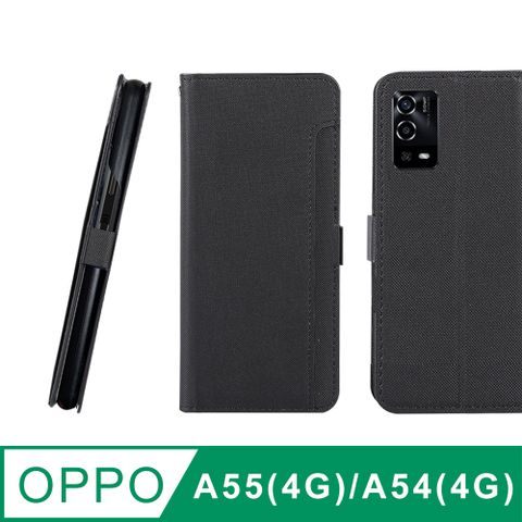 CASE SHOP CASE SHOP OPPO A55(4G) / A54(4G) 專用前插卡側立式皮套-黑