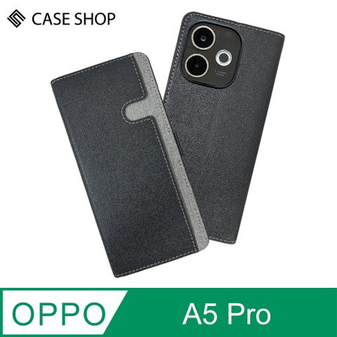 CASE SHOP OPPO A5 Pro 前收納側掀皮套-黑