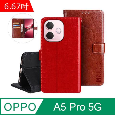 IN7 瘋馬紋 OPPO A5 Pro 5G (6.67吋) 錢包式 磁扣側掀PU皮套