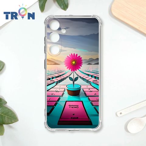 TRON 三星 S23 FE 桃藍色花朵系列 四角防摔殼 手機殼