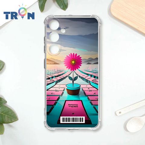 TRON 三星 S23 FE 桃藍色花朵系列  載具 四角防摔殼 手機殼