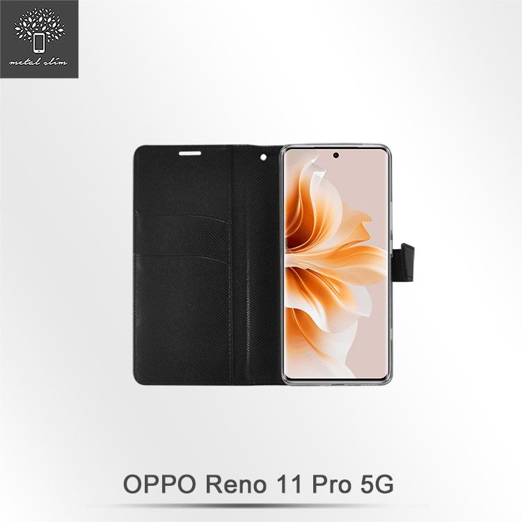 Metal-Slim OPPO Reno 11 Pro 5G 蛇皮壓紋前扣磁吸內層卡夾皮套