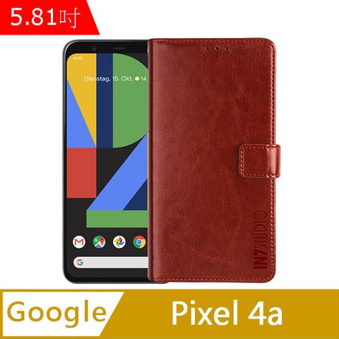 IN7 瘋馬紋 Google Pixel 4a 4G (5.81吋) 錢包式 磁扣側掀PU皮套 吊飾孔 手機皮套保護殼-棕色