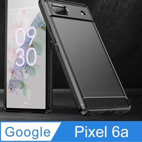 Google Pixel 6a 6.2吋碳纖維拉絲紋防摔軟殼套