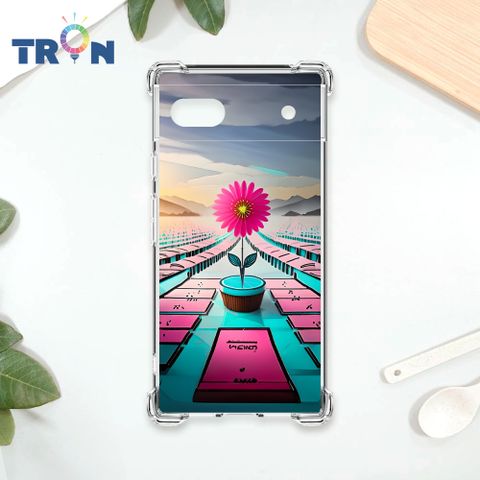 TRON GOOGLE Pixel 6A 桃藍色花朵系列 四角防摔殼 手機殼