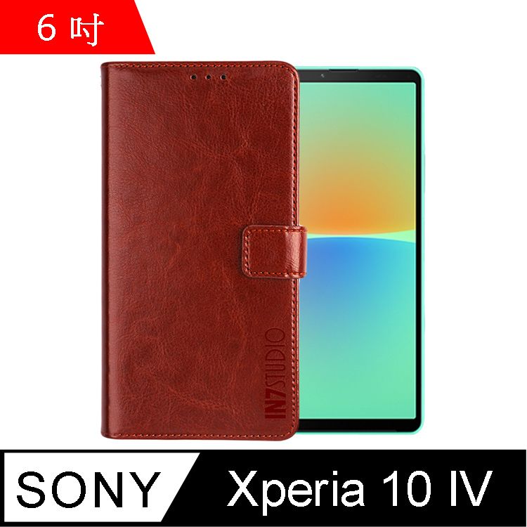 IN7  瘋馬紋 SONY Xperia 10 IV (6吋) 錢包式 磁扣側掀PU皮套 吊飾孔 手機皮套保護殼-棕色