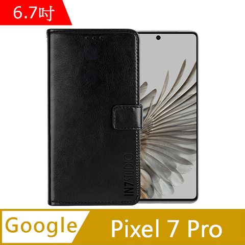 IN7 瘋馬紋 Google Pixel 7 Pro (6.7吋) 錢包式 磁扣側掀PU皮套 吊飾孔 手機皮套保護殼-黑色