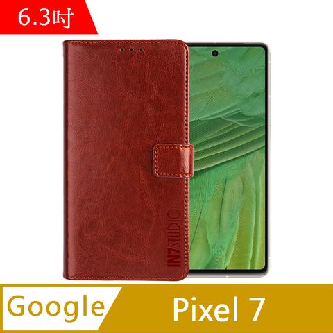 IN7 瘋馬紋 Google Pixel 7 (6.3吋) 錢包式 磁扣側掀PU皮套 吊飾孔 手機皮套保護殼-棕色