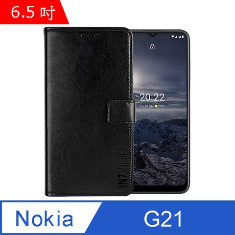 IN7 瘋馬紋 Nokia G21 (6.5吋) 錢包式 磁扣側掀PU皮套 吊飾孔 手機皮套保護殼-黑色