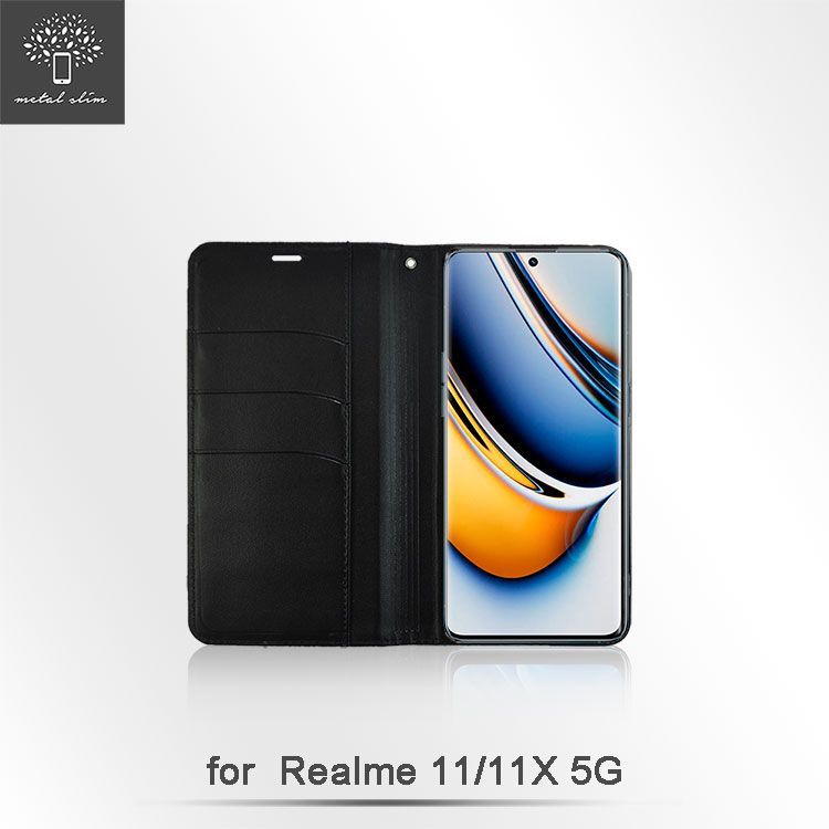 Metal-Slim Realme 11/11X 5G 高仿小牛皮多卡位TPU站立皮套