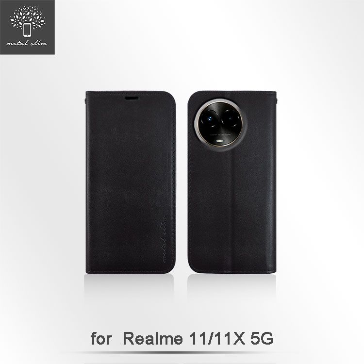 Metal-Slim Realme 11/11X 5G 高仿小牛皮多卡位TPU站立皮套