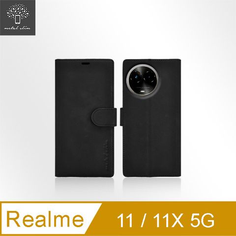 for Realme 11/11X 5G高仿小牛皮前扣磁吸內層卡夾皮套