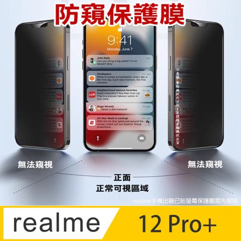 ^防窺磨砂抗炫^柔韌疏水防爆全屏螢幕保護貼ＦＯＲ：realme 12 Pro+