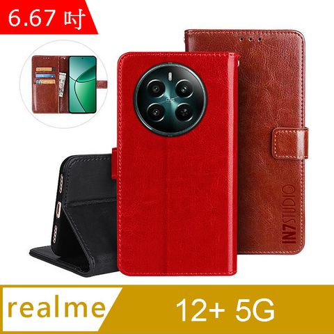 IN7 瘋馬紋 realme 12+ 5G (6.67吋) 錢包式 磁扣側掀PU皮套 吊飾孔 手機皮套保護殼