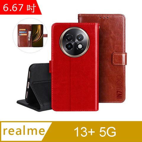 IN7 瘋馬紋 realme 13+ 5G (6.67吋) 錢包式 磁扣側掀PU皮套