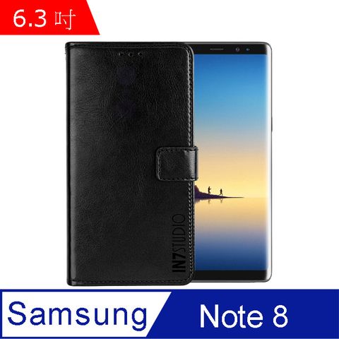 IN7 瘋馬紋 Samsung Note 8 (6.3吋) 錢包式 磁扣側掀PU皮套 吊飾孔 手機皮套保護殼-黑色