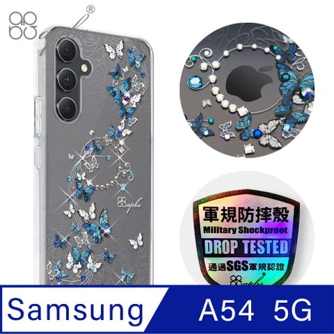 APBS apbs Samsung Galaxy A54 5G 輕薄軍規防摔水晶彩鑽手機殼-藍色圓舞曲