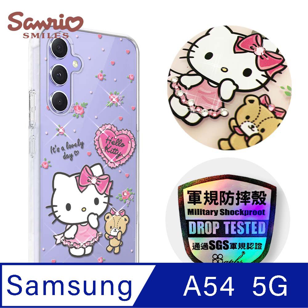 APBS 三麗鷗 Samsung Galaxy A54 5G 輕薄軍規防摔彩鑽手機殼-凱蒂好心情