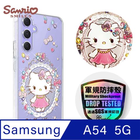 APBS 三麗鷗 Samsung Galaxy A54 5G 輕薄軍規防摔彩鑽手機殼-凱蒂奢華風