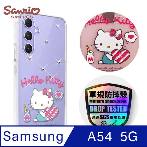 APBS 三麗鷗 Samsung Galaxy A54 5G 輕薄軍規防摔彩鑽手機殼-凱蒂愛你唷