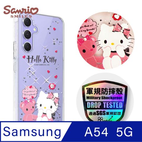 APBS 三麗鷗 Samsung Galaxy A54 5G 輕薄軍規防摔彩鑽手機殼-凱蒂熊麻吉