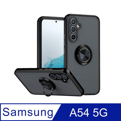CASE SHOP Samsung A54 5G 指環支架站立保護殼-黑