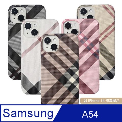 Aguchi 亞古奇 Samsung Galaxy A54 英倫格紋氣質背蓋手機殼/保護殼 獨家限量發行