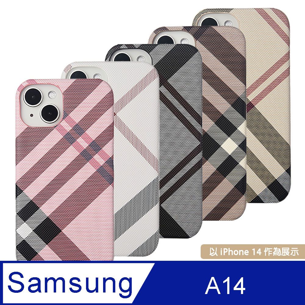 Aguchi 亞古奇   Samsung Galaxy A14 英倫格紋氣質背蓋手機殼/保護殼 獨家限量發行