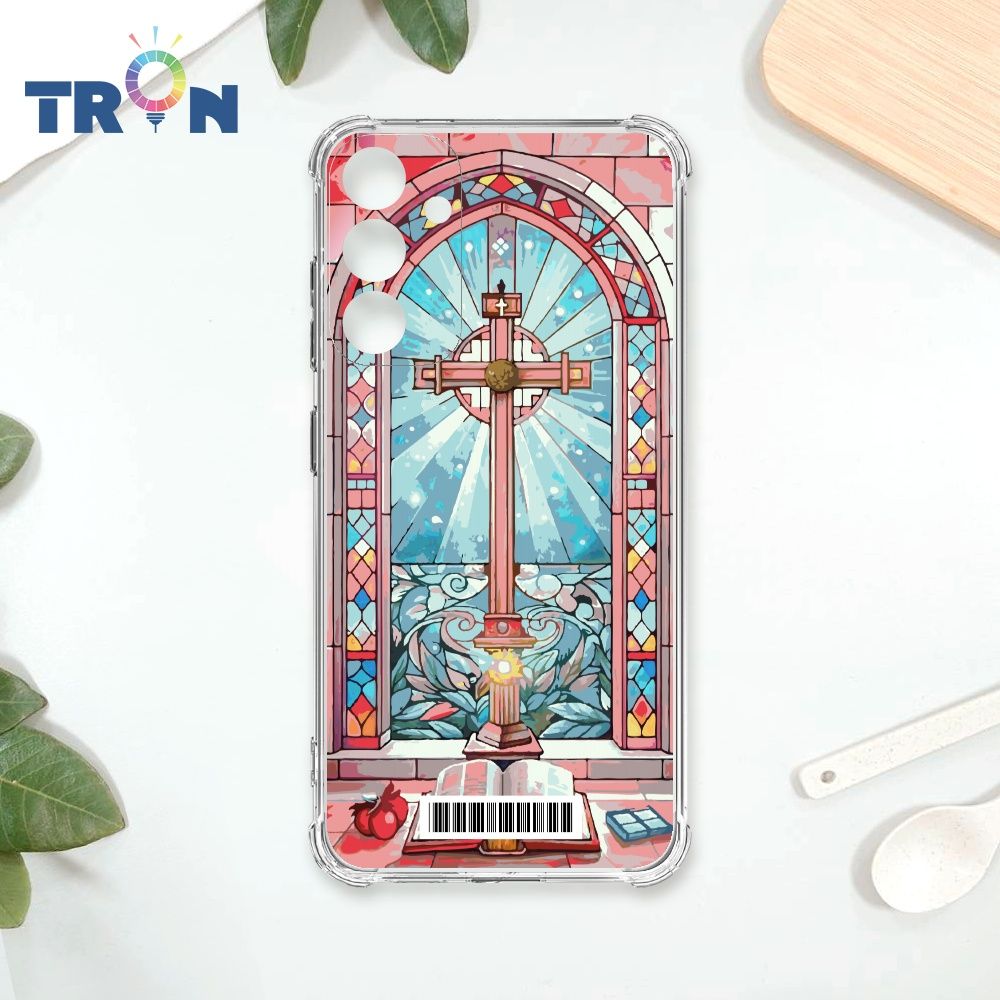  TRON 三星 A34 十字架彩繪玻璃  載具 四角防摔殼 手機殼