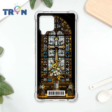TRON 三星 A42 十字架彩繪玻璃  載具 四角防摔殼 手機殼