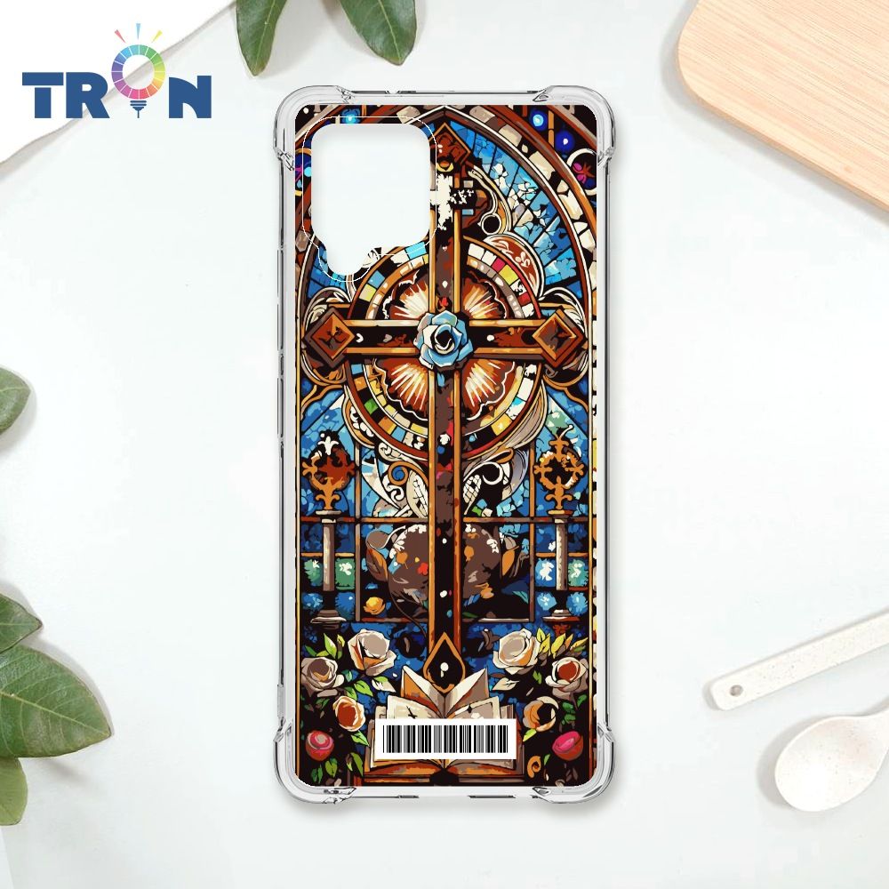  TRON 三星 A42 十字架彩繪玻璃  載具 四角防摔殼 手機殼