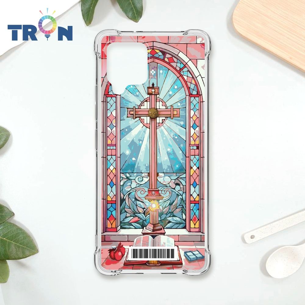  TRON 三星 A42 十字架彩繪玻璃  載具 四角防摔殼 手機殼
