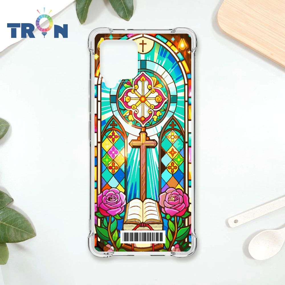  TRON 三星 A42 十字架彩繪玻璃  載具 四角防摔殼 手機殼