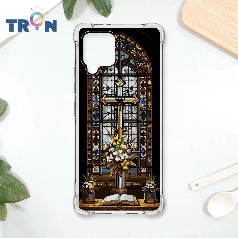  TRON 三星 A42 十字架彩繪玻璃 四角防摔殼 手機殼