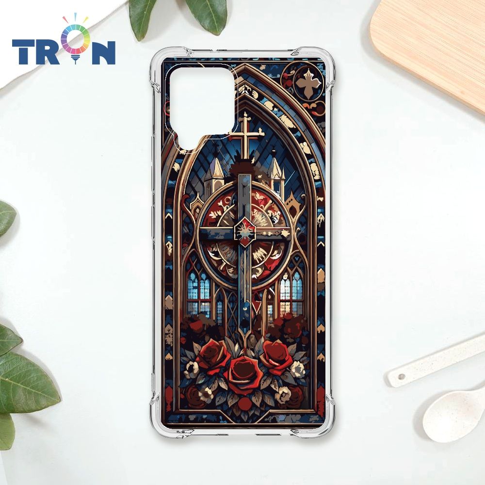  TRON 三星 A42 十字架彩繪玻璃 四角防摔殼 手機殼