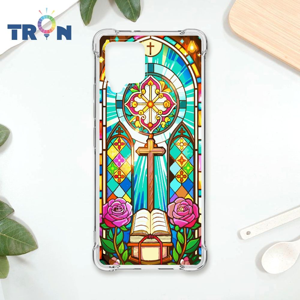  TRON 三星 A42 十字架彩繪玻璃 四角防摔殼 手機殼