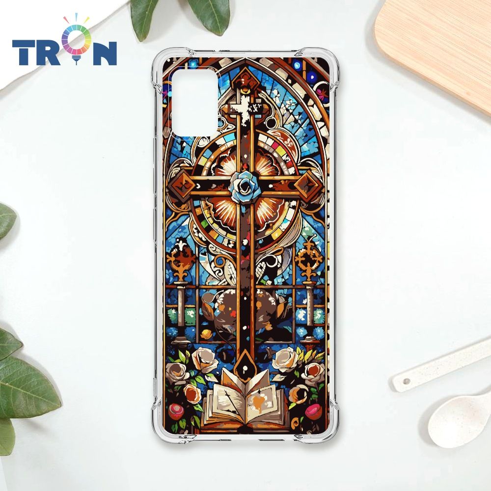  TRON 三星 A51 十字架彩繪玻璃 四角防摔殼 手機殼
