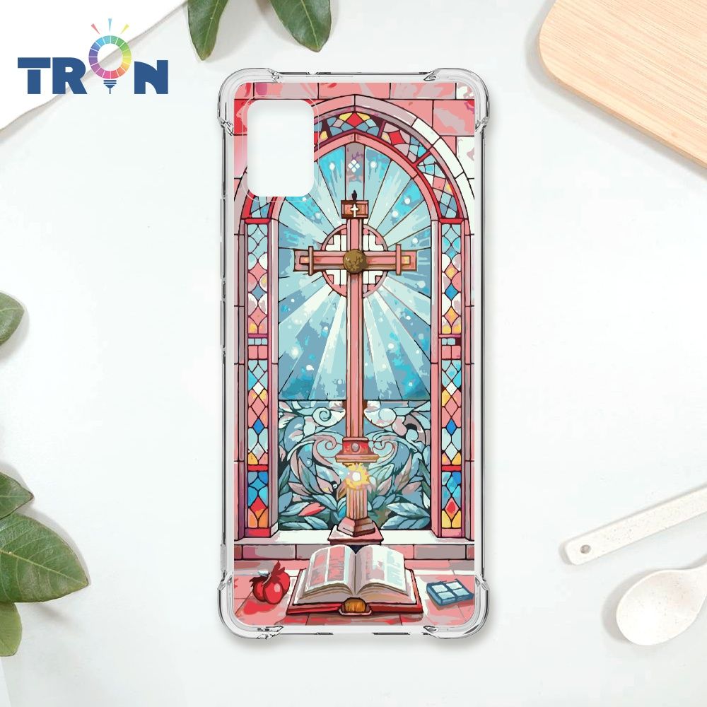  TRON 三星 A51 十字架彩繪玻璃 四角防摔殼 手機殼