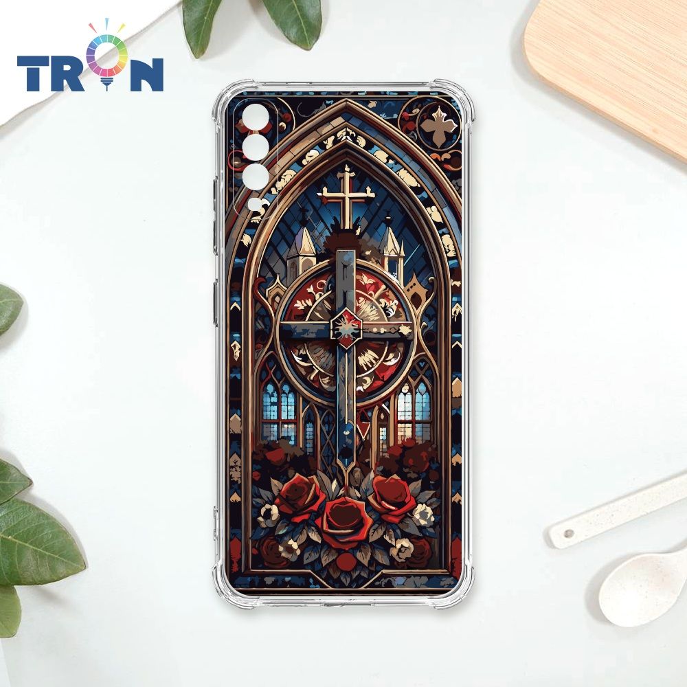  TRON 三星 A70 十字架彩繪玻璃 四角防摔殼 手機殼
