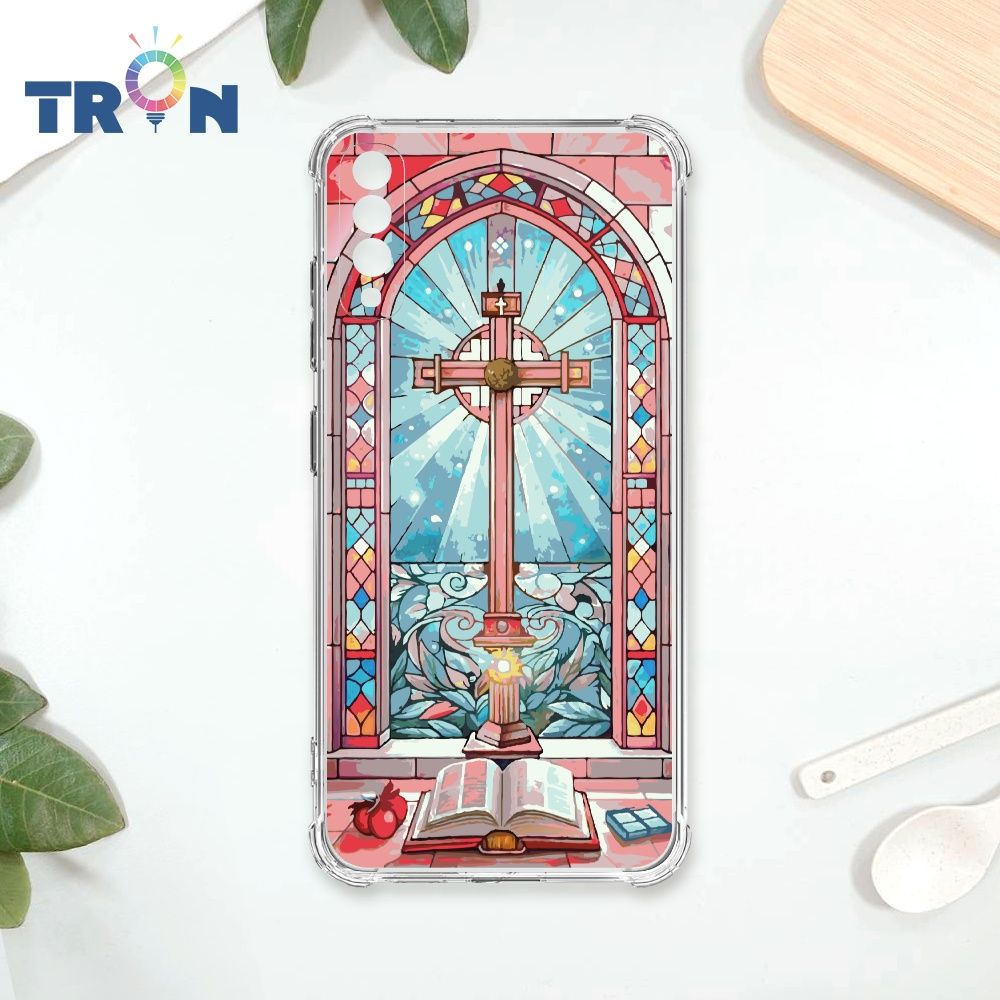  TRON 三星 A70 十字架彩繪玻璃 四角防摔殼 手機殼